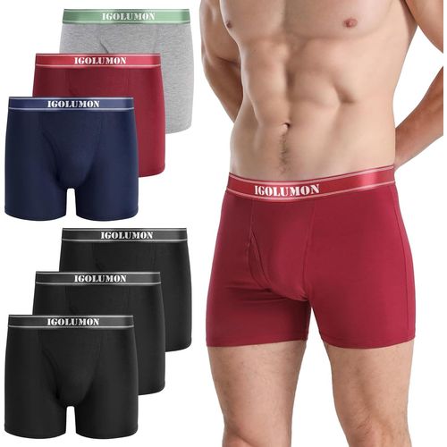 Bambou Calecon Homme Lot De 6 Boxer Homme Très Doux Respirants Caleçon Homme Sous Vetement Avec Ceinture Élastique