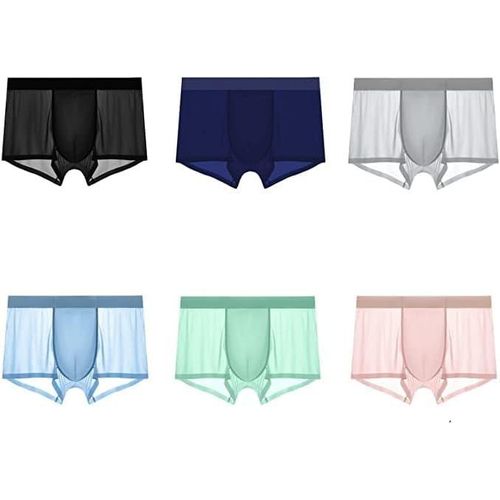 Lot De 6 Caleçons Boxeurs En Soie Glacée Respirante Douce Ultra Fine Pour Homme,Couleur Unique,Xl