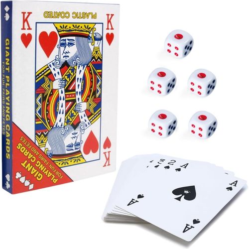 Cartes À Jouer Au Poker Géant,Jumbo Poker Cards,Jeu Carte Jumbo Plastique,Jeux De Carte Géantes,Jeux De Cartes Pour Bbq En Famille Et Poker Au Casino-Intérieur Et Extérieur(17.5x12.5cm)