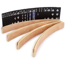 ¿ Lot De 4 Supports De Cartes À Jouer De 33 Cm En Bois Incurvé Pour Enfants,Adultes,Personnes Âgées,Accessoires Pour Bridge,Pioche,Uno