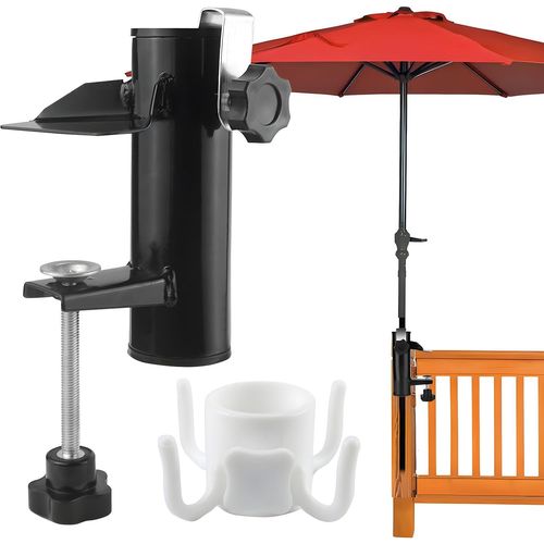 Support De Parasol Rectangulaire Pour Balcon-Fixation De Parasol-Peu Encombrant-Réglable-Pour Balustrade Rectangulaire-Largeur Maximale : 6 Cm