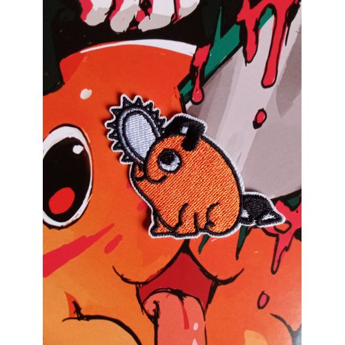 Ecusson Thermocollant Patch Brodé Chainsaw Man Pochita Animé Manga Japonais