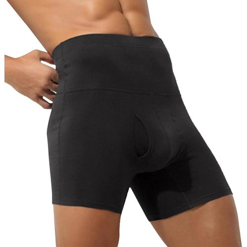 Boxers Pour Homme Taille Haute-Caleçon Extensible En Coton-Coupe Moulante-Sous-Vêtement De Sport Rétro,Noir ,Xl