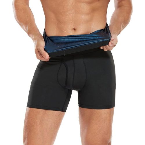 Boxer Homme Taille Haute Gaine Ventre Plat Short Panty De Sudation Noir Saunalifter Sous-Vêtements Caleçons Culottes Sculptantes