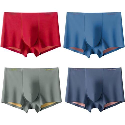 Boxer Homme Lot De 4 Caleçon Doux Modal Spandex Sous-Vêtements Boxers Pour Homme Respirant Boxeur Fitted Trunk,L