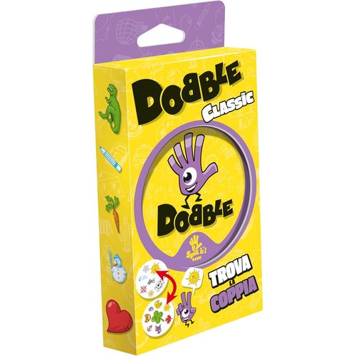 : Dobble Classic Blister Eco,Version Mini,Jeu De Cartes Amusant Pour Toute La Famille,5 Mini Jeux,2-8 Joueurs,6+ Ans,Édition En Italien