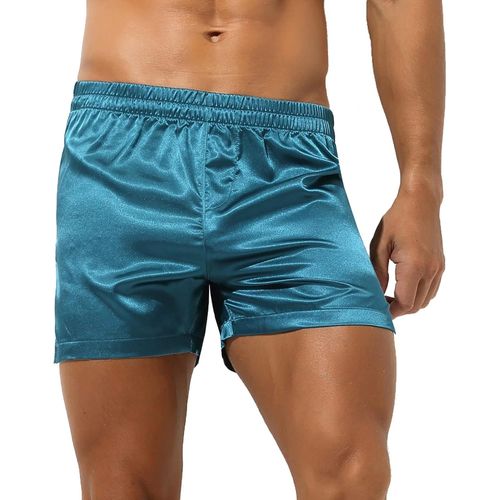 Shorts Homme Caleçon En Satin Confortable Pantalon Court Ceinture Elastique Boxer Côté Fendu S-Xl