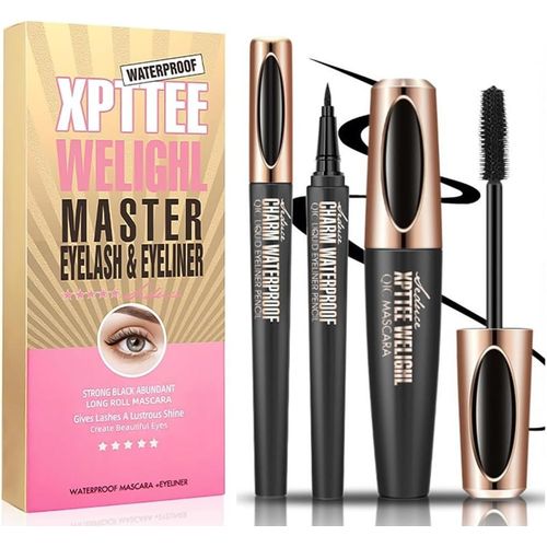 4d Silk Fiber Mascara & Eyeliner Pen, Eyeliner Mascara 2 En 1, Extra Long Voluminous Lash Mascara, Eyeliner Liquide, Mascara Waterproof Long-Lasting, Mascara Volume Pour Épaissir Et Allonger[X269] 