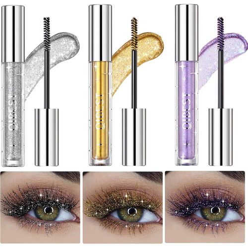 Fard À Paupières Mascara Liquide,3couleurs Fard À Paupières De Mascara Scintillant,Mascara Allongeant Volumisant,Cils Colorés Brillants Imperméables,Mascara Pailleté Pour Fête Mariage Étape [X192] 
