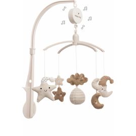 Baby's Only-Mobile Musical Baby Heaven-Avec Figurines Tricotées-Boîte À Musique Bébé-Facile À Installer-Mobile Bébé Avec Musique-Pour Garçons Et Filles-Clay/Warm Linen
