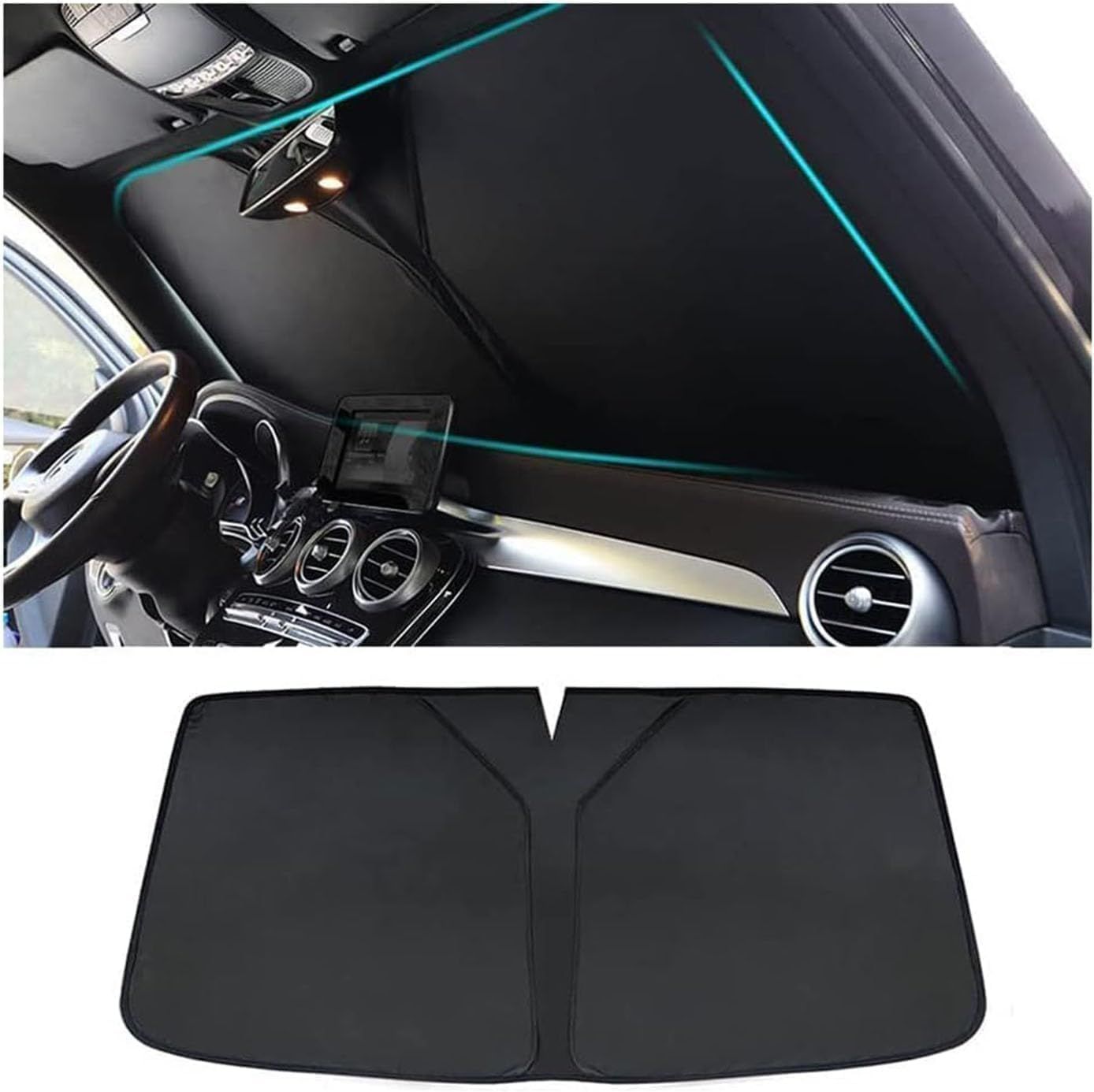 Pare-Soleil De Pare-Brise De Voiture Pour Renault Twingo Iii 2014-2019,Pliable Anti Uv Isolation Thermique Couverture Intérieur Accessoires