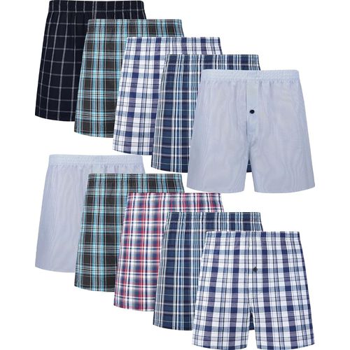 Lot Caleçon Homme Tissés Américain Boxer Homme Coton Doux Calecon Homme Confortable Taille Élastique,10 Pièces,Xl