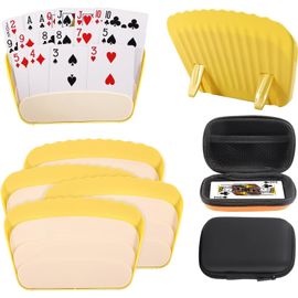 Lot De 4 Supports De Cartes À Jouer Avec 2 Boîtes(Sans Cartes À Jouer)- Porte-Cartes À 3 Étages Pour Cartes À Jouer Uno-En Plastique-Pour Personnes Âgées,Enfants,Adultes