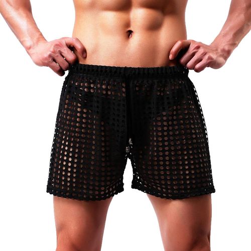 Short Sexy Hommes-Maille Sous-Vêtements-Boxer Résille Homme-Mesh Caleçons