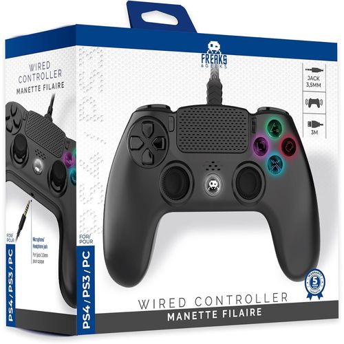 - Manette Filaire Noire Pour Ps4 Avec Câble 3m Avec Prise Jack