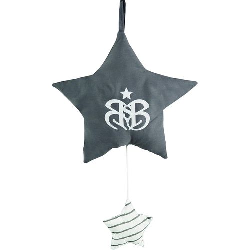 Étoile Musicale À Suspendre "Rock Star Baby 3"-Doudou Aide Au Sommeil-Lavable-Mécanisme Musical Amovible-Gris Foncé/Blanc