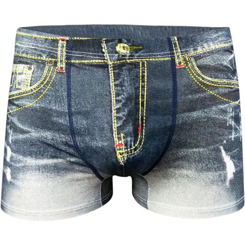 Boxer En Denim Pour Homme-Impression 3d-Boxer De Cowboy-Sous-Vêtements En Jean-Hipster-Stretch-Rétro-Sous-Vêtements De Sport-Sous-Vêtements Confortables Pour Homme