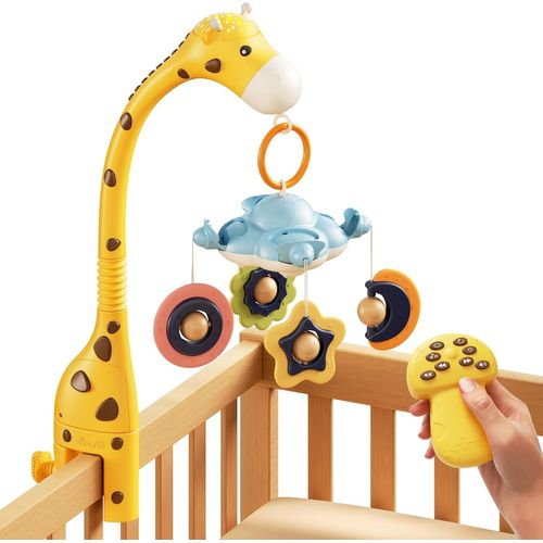 Tumama Mobile Musical Lit Bébé,Jouet 3 En 1 Avec Télécommande,Projection De Veilleuse,Musique Et Bruit Blanc,Muet Spin Moteur Pépinière Jouets Sensoriels Pour Bebe Fille Garçon Cadeau De Noël