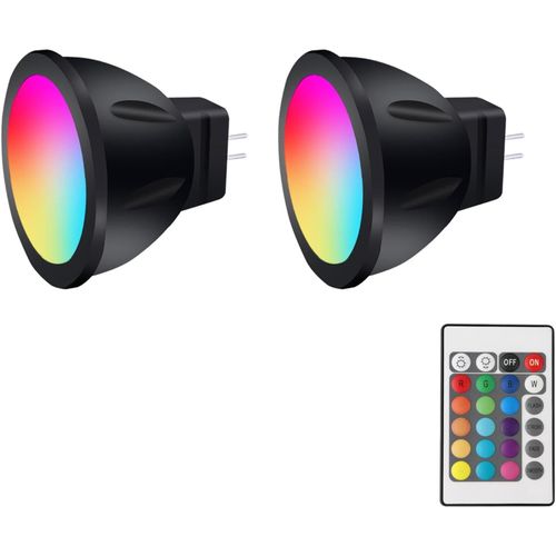 Gu4 Led 12v Rgb Mr11 Lampes À Changement De Couleur,Mr11 Led 12v 3w Douille Bi-Pin,Blanc Chaud + 15 Multicolores Pour L¿Éclairage Paysager(2 Lampes,1 Télécommandes)