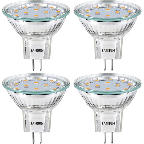 4 Ampoules Led Mr11 Gu4.0,2w(Équivalent Ampoules Halogènes 20 W),G4/Gu4/Gz4 Base,200lm,12v Ac/Dc,120° Flood Faisceau Ampoules Led,3000 K(Blanc Chaud)