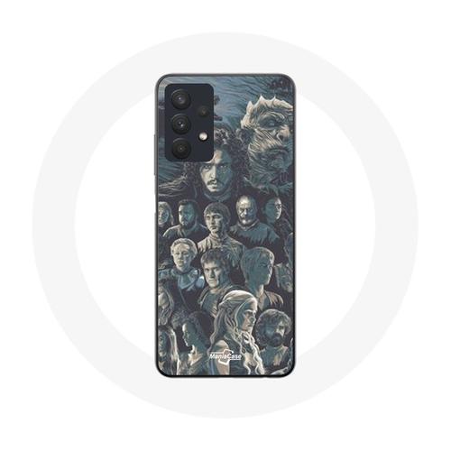 Coque Pour Samsung Galaxy A32 5g Game Of Thrones Saison 8 Le Trône De Fer Affiche Personnages Fond Gris