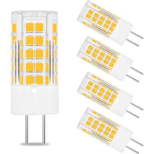 Lot De 5 Mini Ampoules Led Gy6.35 4 W Ac Dc 12v 3000k Jc À Deux Broches Équivalent 40w Blanc Chaud