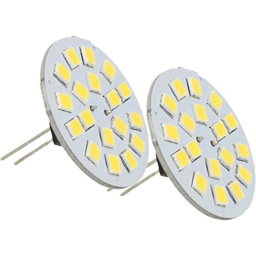 2 Ampoules Led G4 Double Fiche Dc Ac 12v 24v 3w Connexion Centrale 18 Smd 2835(3000k)