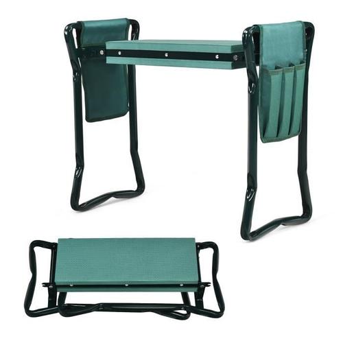 Costway Banc Agenouilloir De Jardin Pliable 2 En 1 Tabouret De Jardin Avec Sac À Outils Poche Charge 120kg Pour Le Jardinage