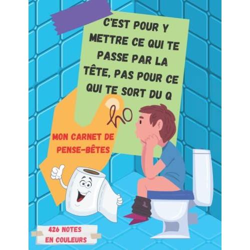 C'est Pour Y Mettre Ce Qui Te Passe Par La Tête, Pas Pour Ce Qui Te Sort Du Q (Garçon): Mon Carnet De Pense-Bêtes, 426 Notes (Carnets De Notes Et De Pense-Bêtes) (French Edition)