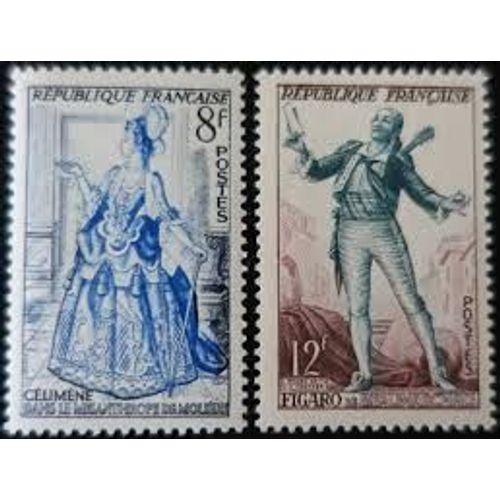 Théâtre Français : Cémimène Et Figaro La Paire Année 1953 N° 956 957 Yvert Et Tellier Luxe