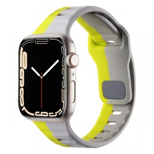 Bracelet Sport En Silicone Liquide De Qualité Supérieure Pour Apple Watch 36789 Se, Apple Watch Iwatch 4-21# Vert Fluorescent Avec Gris - 42 Mm/44 Mm/45 Mm