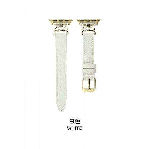 Bracelet En Cuir Texturé De Qualité Supérieure Pour Apple Watch Iwatch9, Compatible Avec Apple Watch8765, Boucle Métallique-Boucle Crabe En Cuir Blanc 38 Mm/40 Mm/41 Mm