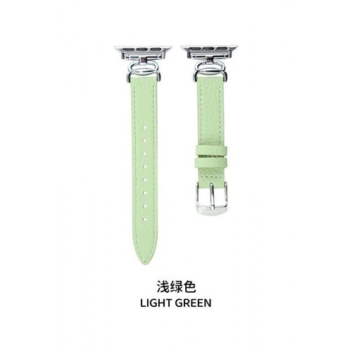 Bracelet En Cuir Texturé De Qualité Supérieure Pour Apple Watch Iwatch9, Compatible Avec Apple Watch8765, Boucle Métallique-Boucle Crabe En Cuir - Vert Clair - 38 Mm/40 Mm/41 Mm