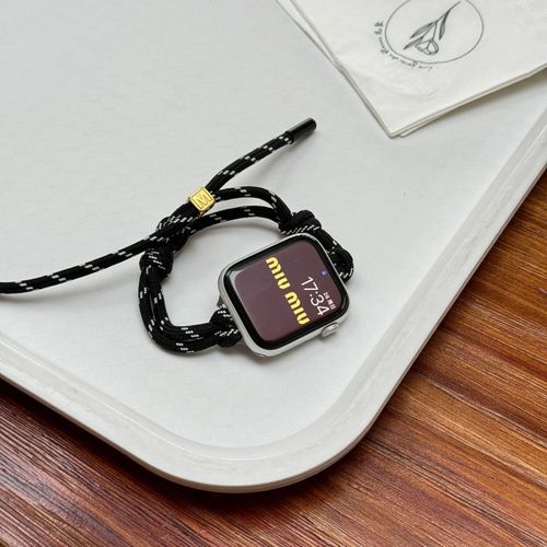 Bracelet De Montre Tressé Avec Cordon De Serrage, Compatible Avec Apple Watch S8, S9, Iwatch 76e Génération Se-Noir-38/40/41 Mm Universel