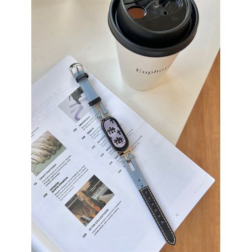 Bracelet En Métal Creux En Denim Pour Montre Gt5, Bracelet En Silicone Gt4, Gt3fit, Gt2pro, Xiaomi 8, Huawei 9-Denim Creux - Bleu Clair Et Noir - Samsung Watch 4 44 Mm [20 Mm]