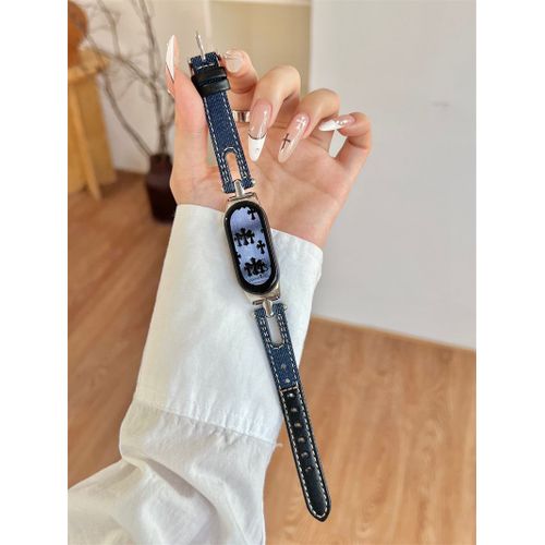 Bracelet En Métal Creux En Denim Pour Montre Gt5, Bracelet En Silicone Gt4, Gt3fit, Gt2pro, Xiaomi 8, Huawei 9-Denim Creux - Bleu Foncé Et Noir - Huawei Gt4/5 - 41 Mm [18 Mm]