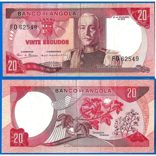 Angola 20 Escudos 1972 Carmona Billet Afrique