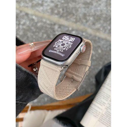 Bracelet De Montre Tricoté À Rayures Transfrontalières, Adapté À La Montre Apple S10 Iwatch9, Pour Loisirs D'automne Et D'hiver, 7654se-Abricot - (1/2/3 Génération 42 Mm)/44/45/49 Mm