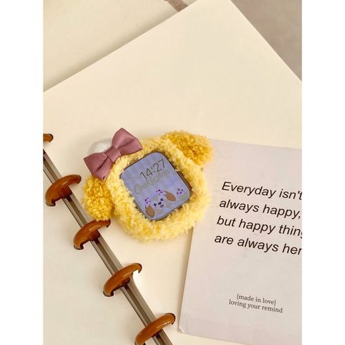 Peluche Mignonne Faite À La Main Pour Apple Watch 9 Apple Watch Avec Génération S10 Iwatch8765se-Étui Simple En Velours Pour Fille - N?Ud Jaune - 46 Mm (S10)