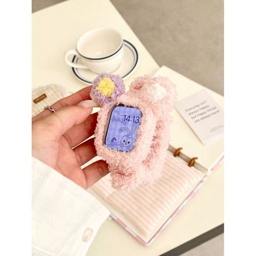 Peluche Mignonne Faite À La Main Pour Apple Watch 9 Apple Watch Avec Génération S10 Iwatch8765se-Bracelet En Velours Pour Fille - Combinaison 7-38/40/41/(10e Génération 42 Mm) Universel