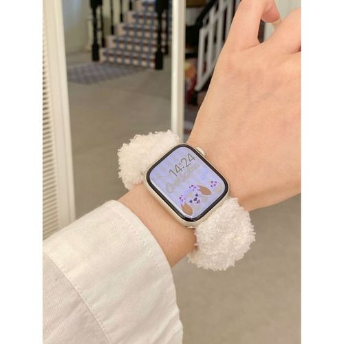 Peluche Mignonne Faite À La Main Pour Apple Watch 9 Apple Watch Avec Génération S10 Iwatch8765se-Bracelet Simple En Velours Pour Fille - Beige Vif - (1/2/3 Génération 42 Mm) / 44/45/46/49 Mm Univers