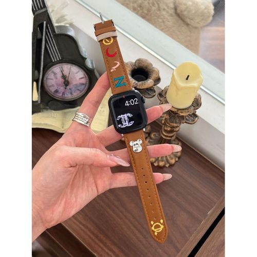 Bracelet De Montre Brodé En Métal Avec Lettre D'ours, Compatible Avec Apple Watch Iwatch 98 Génération 76 Cross-Border-Curcuma-S10 46mm