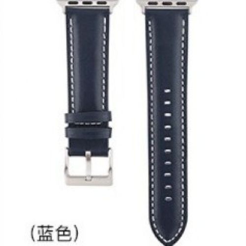 Vente Chaude Transfrontalière Adaptée À Apple Iwatch 1-7 Générations Nouveau Modèle En Cuir De Veau De Couche Supérieure Modèle Simple Grande Quantité Préférentielle-Bleu-38/40/41 Mm