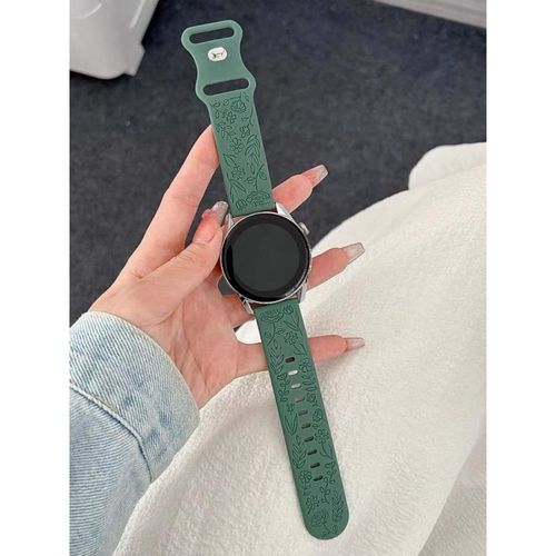 Convient Pour Le Bracelet De Montre Huawei Gt4/5 Nouveau Bracelet De Montre En Silicone Gt3gt2 Modèle Watch3/4pro Bracelet De Montre Femme-Vert Aiguille De Pin - Compatible Avec : Samsung Galaxy Wat
