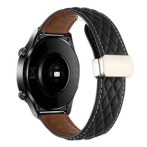 Bracelet En Cuir Magnétique Pour Montre Huawei Gt2 Gt5 Motif Diamant Bracelet En Cuir Huami Samsung Watch54-Noir - Huawei Gt5/Gt4/Gt3/Gt2/Gt - 46 Mm ¿22 Mm¿