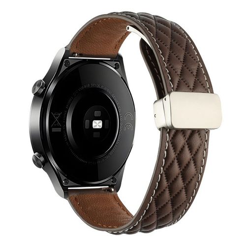 Bracelet En Cuir Magnétique Pour Montre Huawei Gt2 Gt5 Motif Diamant Bracelet En Cuir Huami Samsung Watch54-Marron Foncé - Huawei Gt5/Gt4 - 41 Mm (18 Mm)