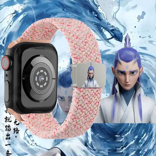 Mythologie De Nezha Pour Apple Watch Iwatch 10 Bracelet 9 Tissé S10 Nouveaux Hommes Créatifs Se8 Femmes 768 Génération-Starlight Pink-Aobing-(1/2/3 Génération 42 Mm)/44/45/46/49 Mm Universel