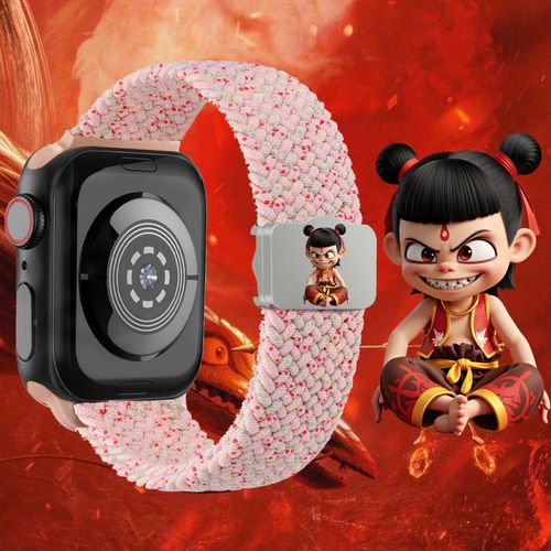 Mythologie De Nezha Pour Apple Watch Iwatch 10 Bracelet 9 Tissé S10 Nouveaux Hommes Créatifs Se8 Femmes 768 Génération-Rose Starlight-Nezha-38/40/41/(10e Génération 42 Mm) Universel