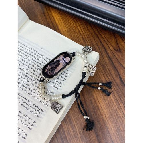 Paix Et Fortune Pour Apple S9 Bracelet De Montre En Corde Tressée En Métal Fait Main De Style Ethnique Créatif Iwatch Nouveau Style Chinois Style National-Paix Et Fortune - Noir - Mi8/9 [Premier Mod