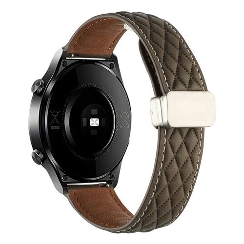 Bracelet En Cuir Magnétique Pour Montre Huawei Gt2 Gt5 Motif Diamant Bracelet En Cuir Huami Samsung Watch54-Marron - Huawei Gt5/Gt4/Gt3/Gt2/Gt - 46 Mm ¿22 Mm¿